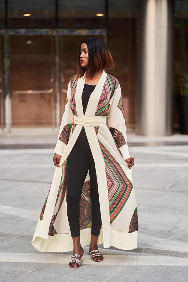 long silk kimono robe african