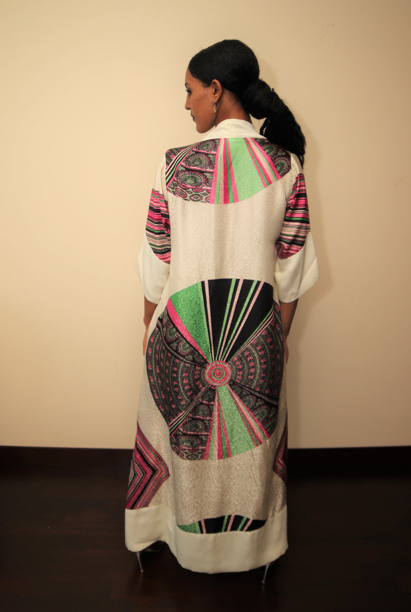 multicolor printed silk Robe 