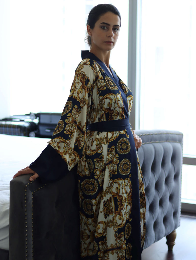 elegant kimono navy blue