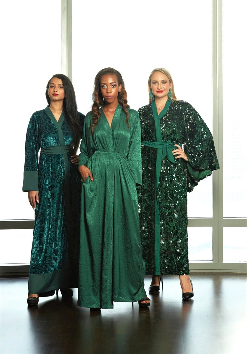 green kimono dress Olive Green Floral Print Silk Kimono Robes For Women