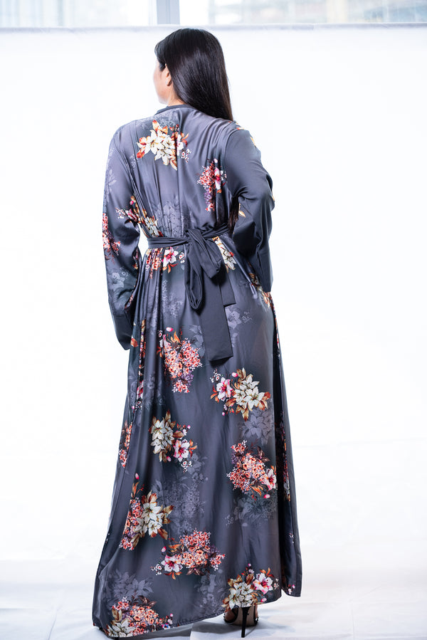 long floral kimono robe