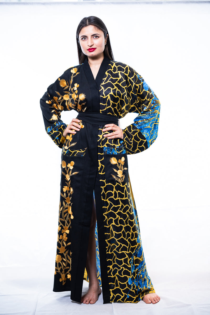 silk embroidered kimono dress