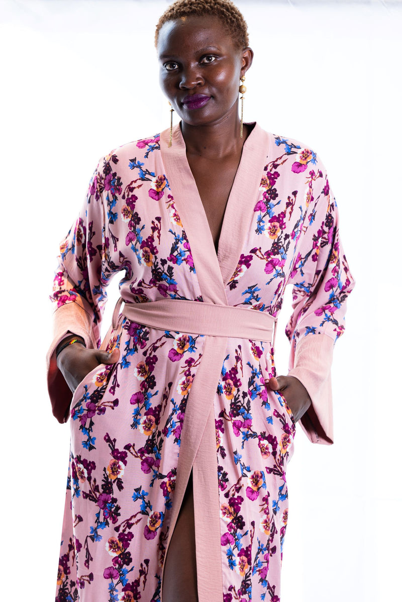 floral long dressing gown