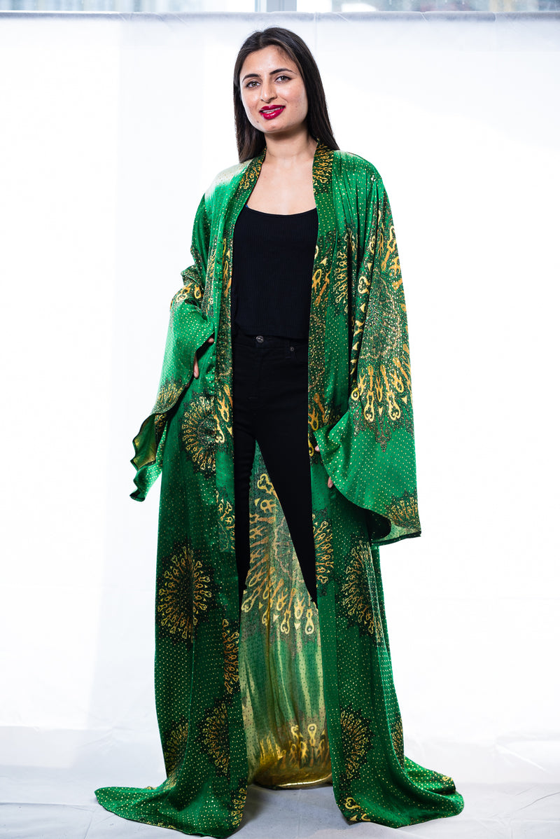green luxury robe