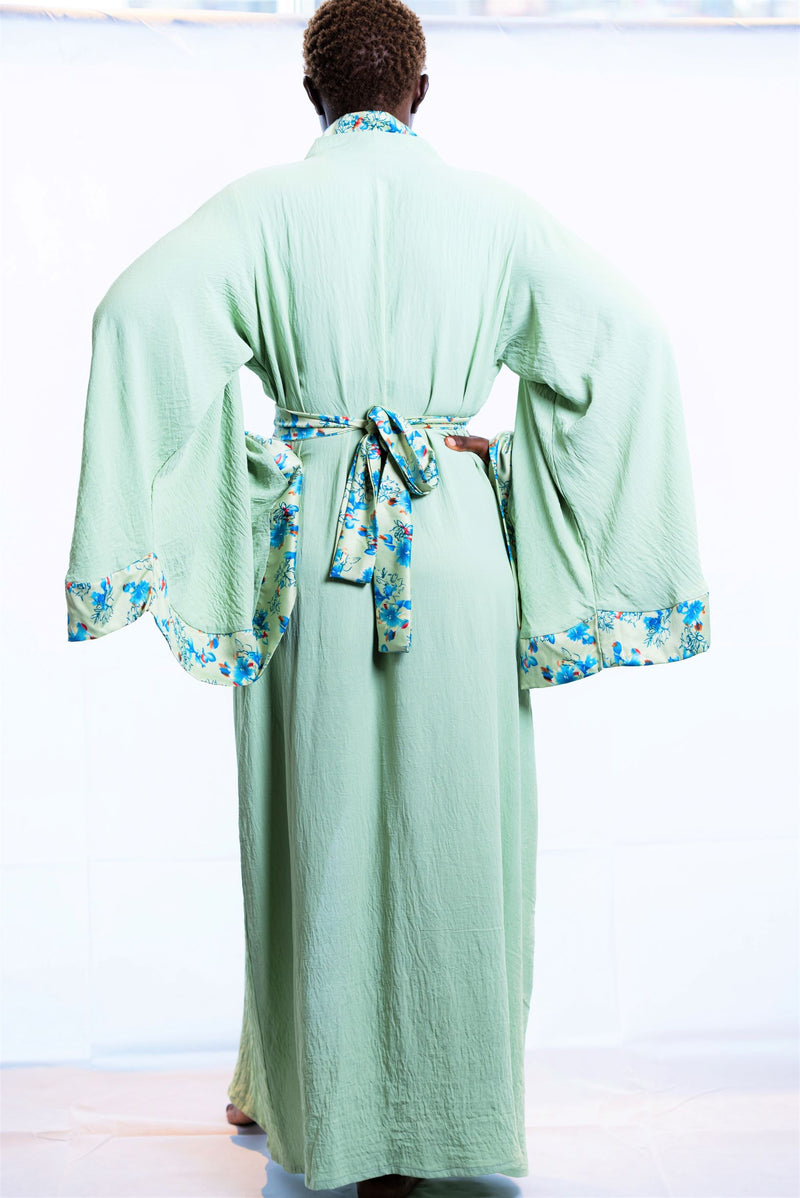 Kimono Dress, Green Kimono Robe for Tall Women | Ellectives Kimono Dress, Green Kimono Robe for Tall Women | Ellectives
