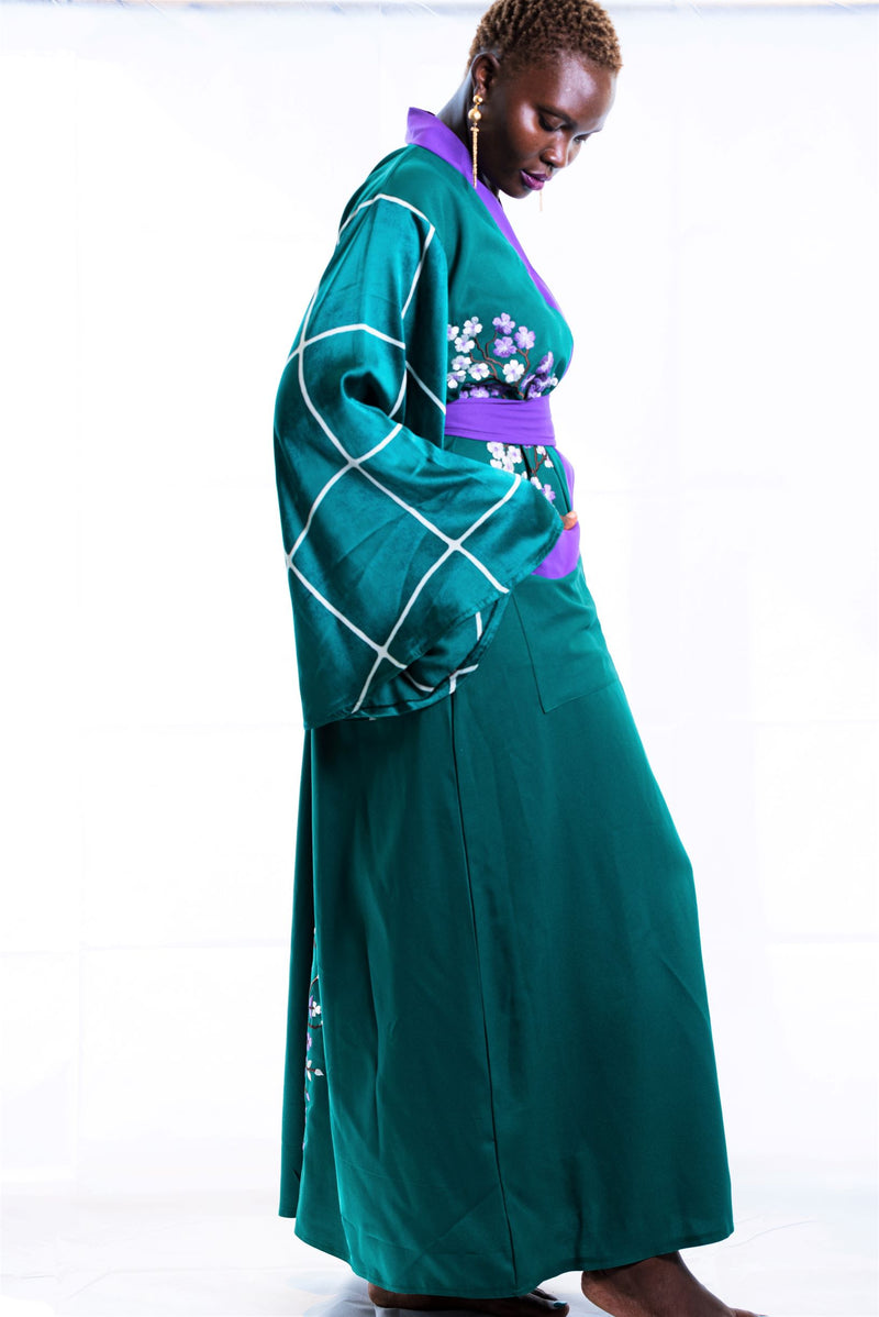 green vintage kimono robe