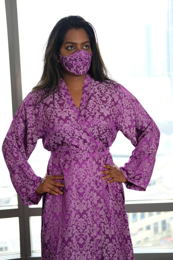 purple kimono and matching mask