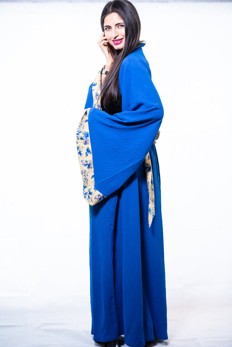 blue kimono maxi dress