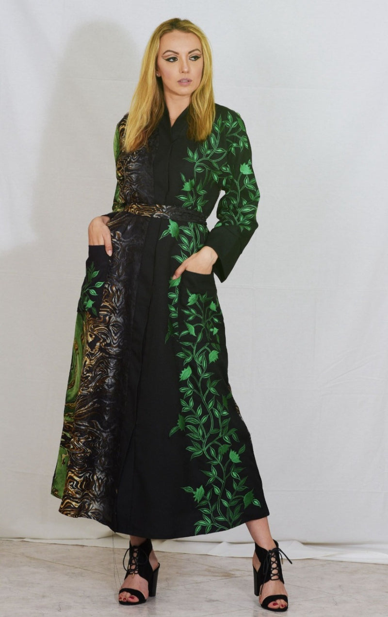green long kimono robe