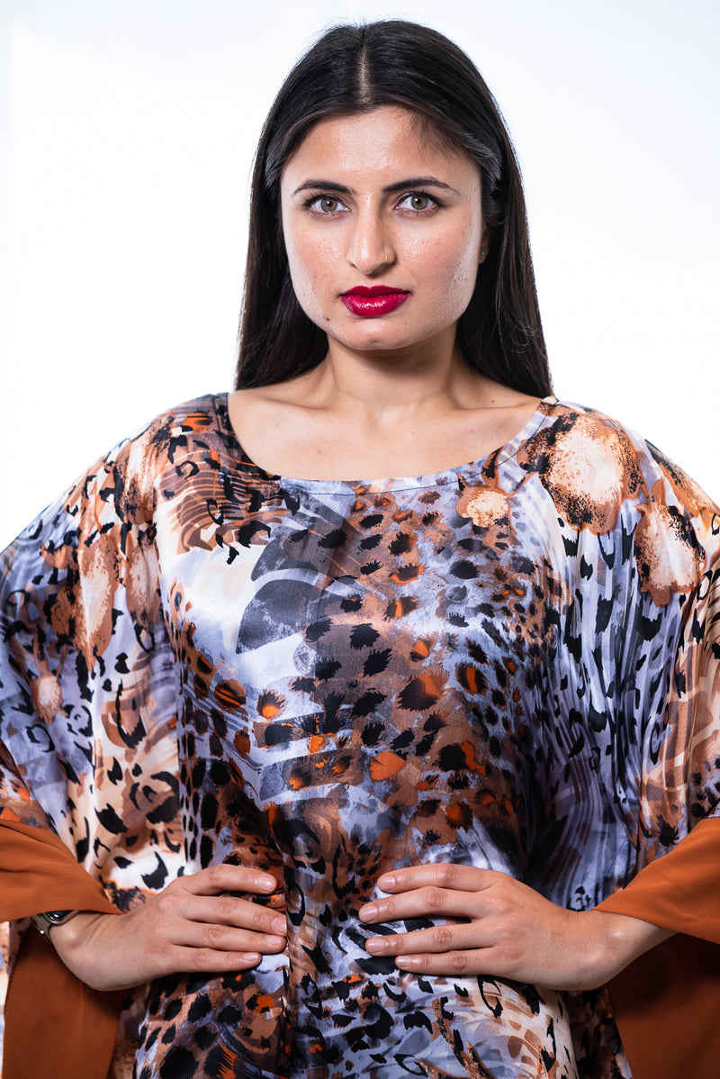 leopard print silk tunic