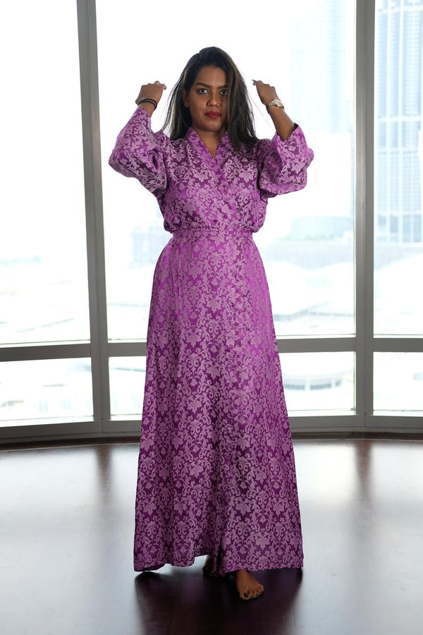 long silk robe purple 