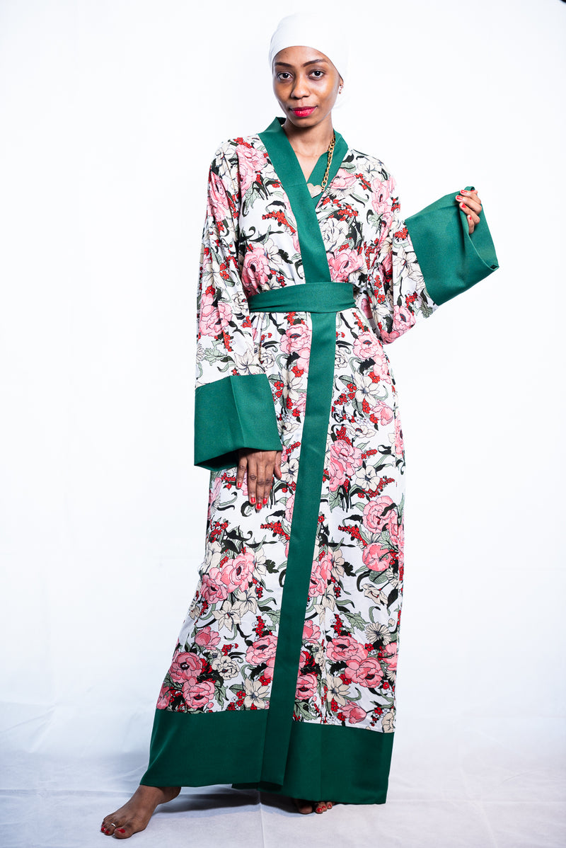 long green floral robe