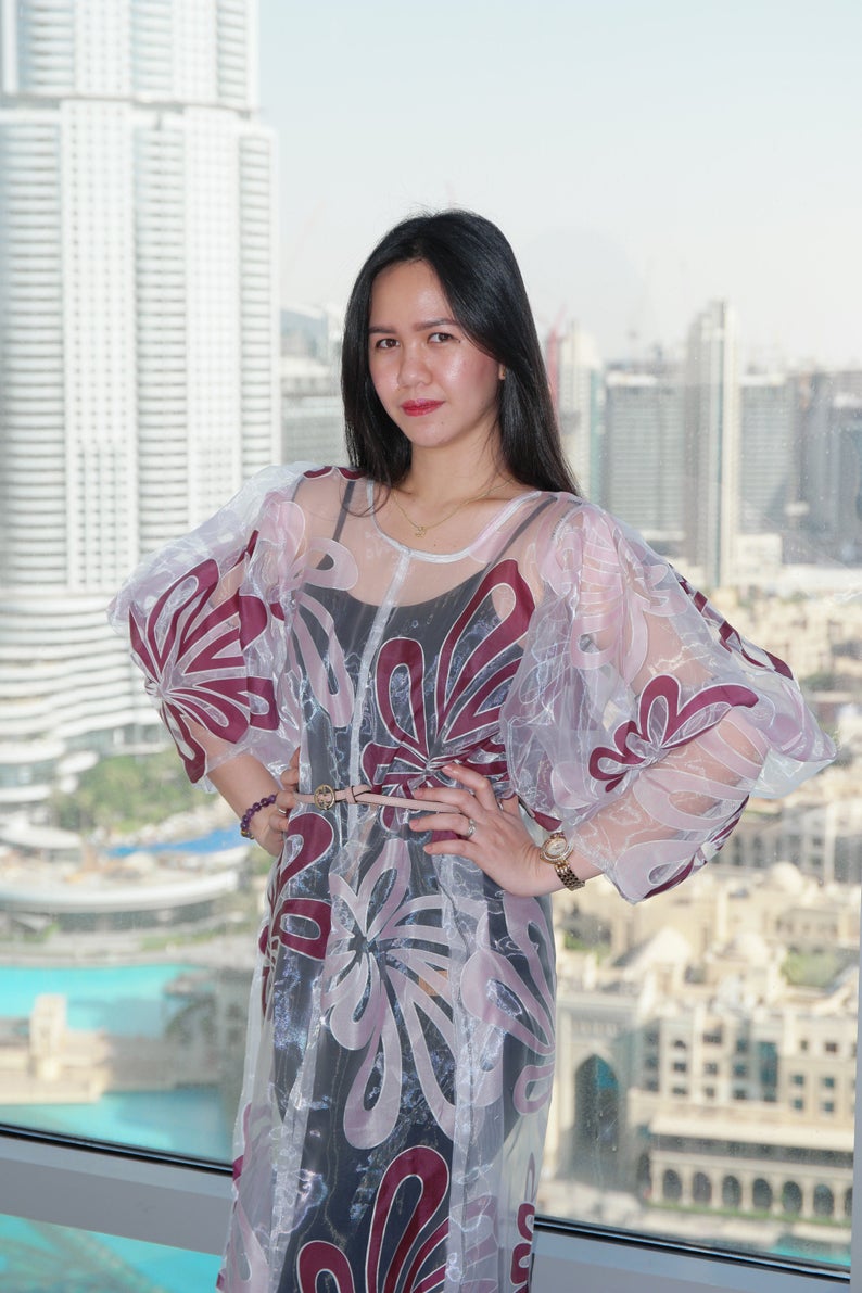 long tunic organza floral