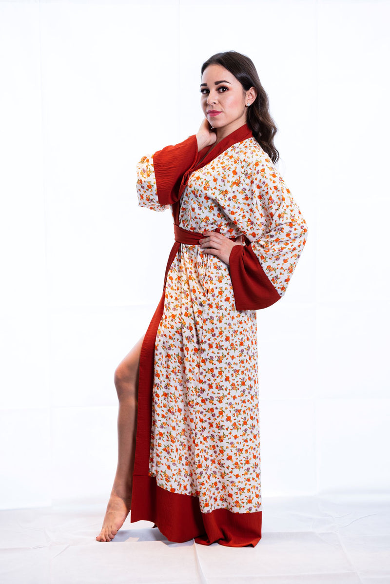 long floral dressing gown