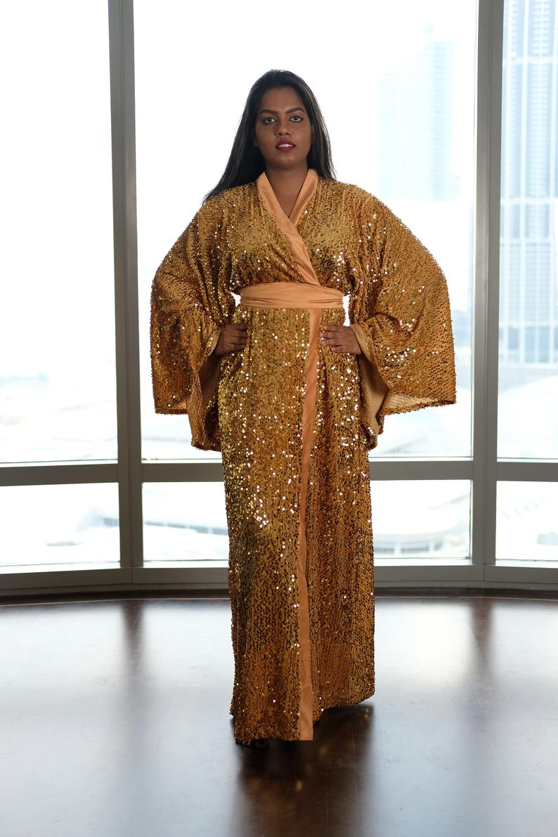 luxury gold sequin robe