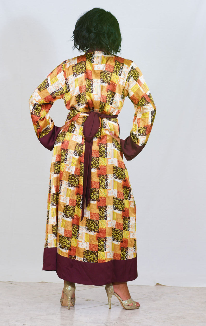multicolored kimono style robe