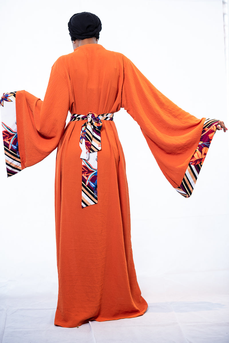 plus size robe orange cotton