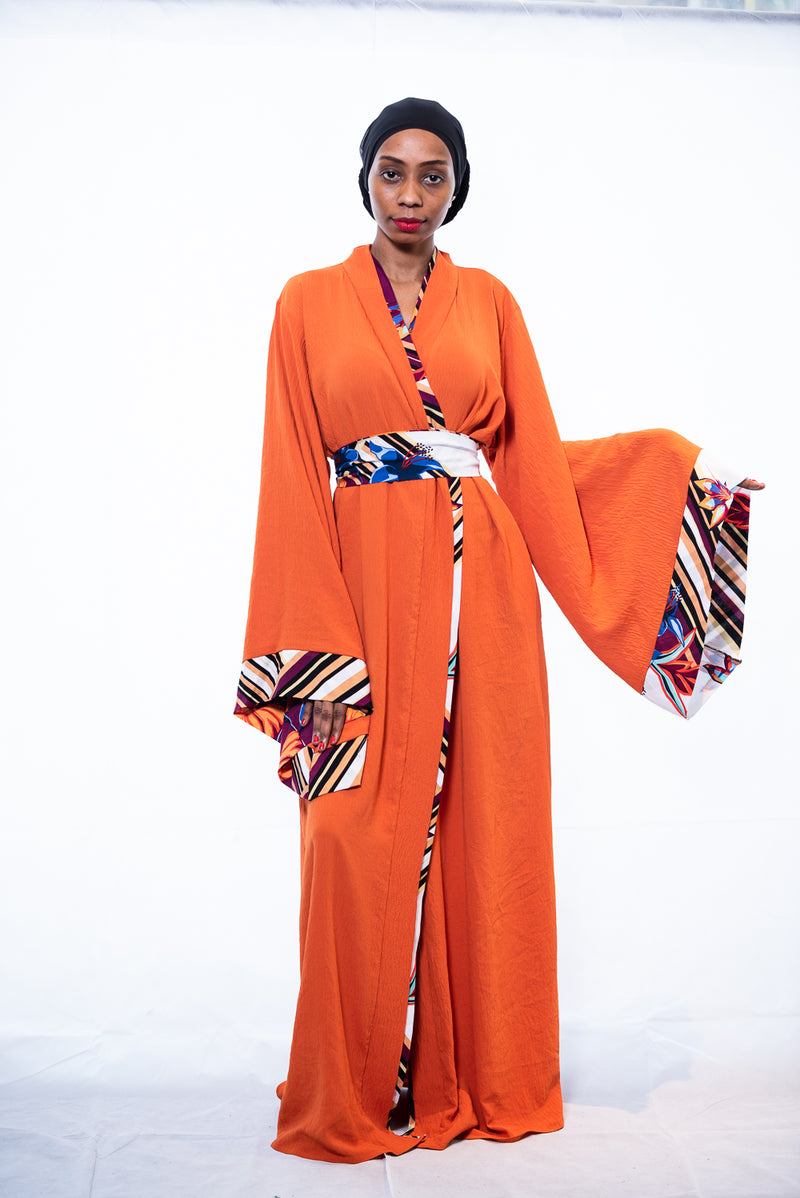 orange long dressing gown