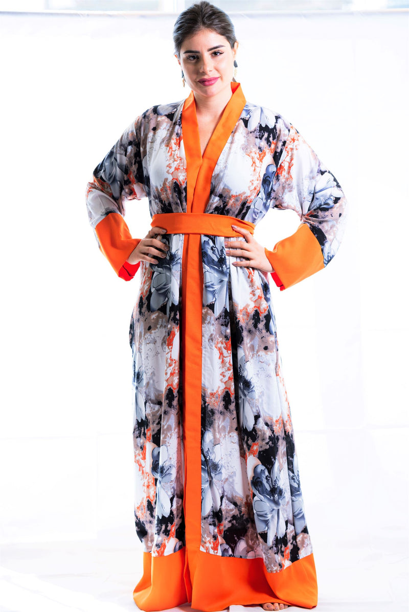 orange kimono dress women