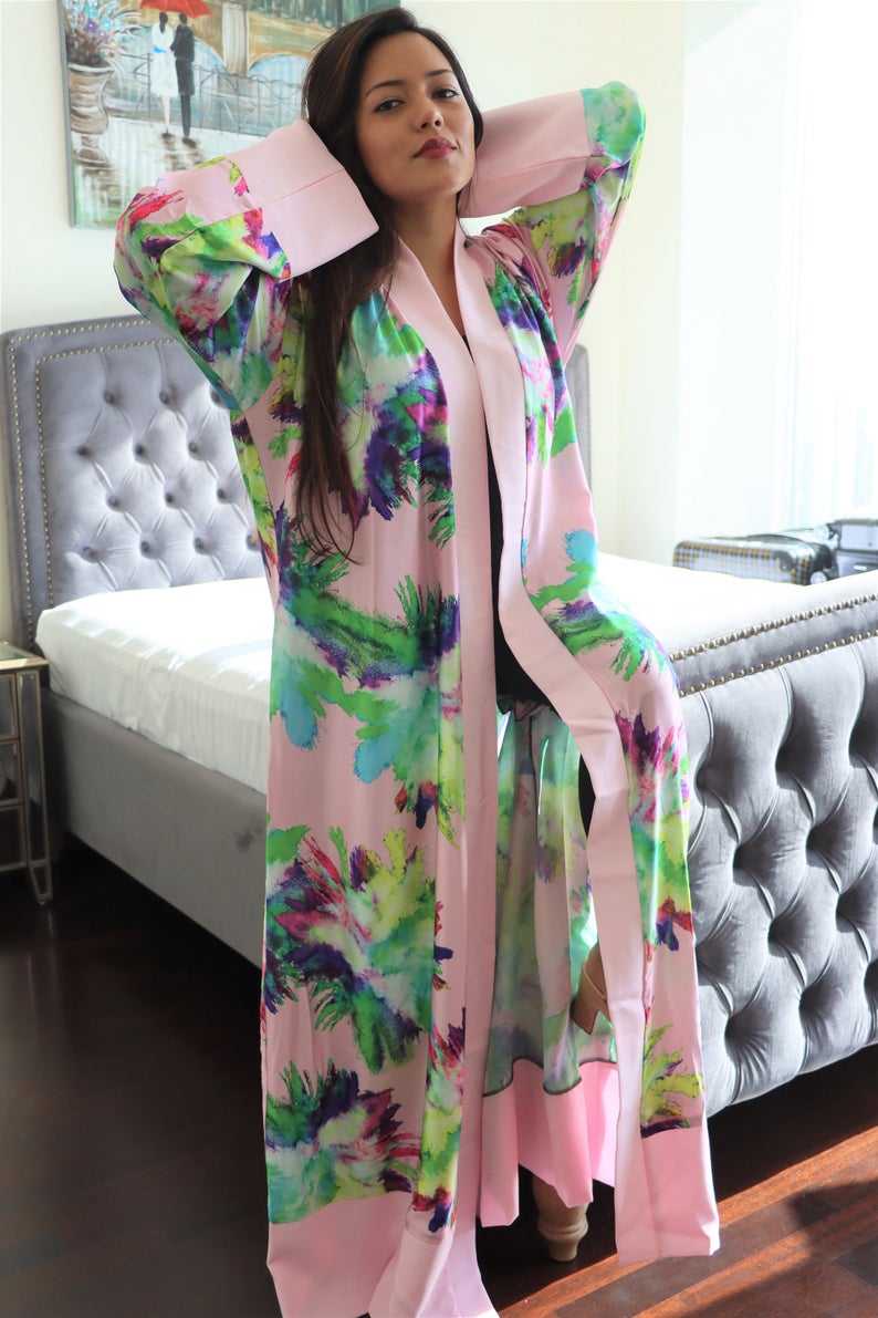Vivian satin kimono robe