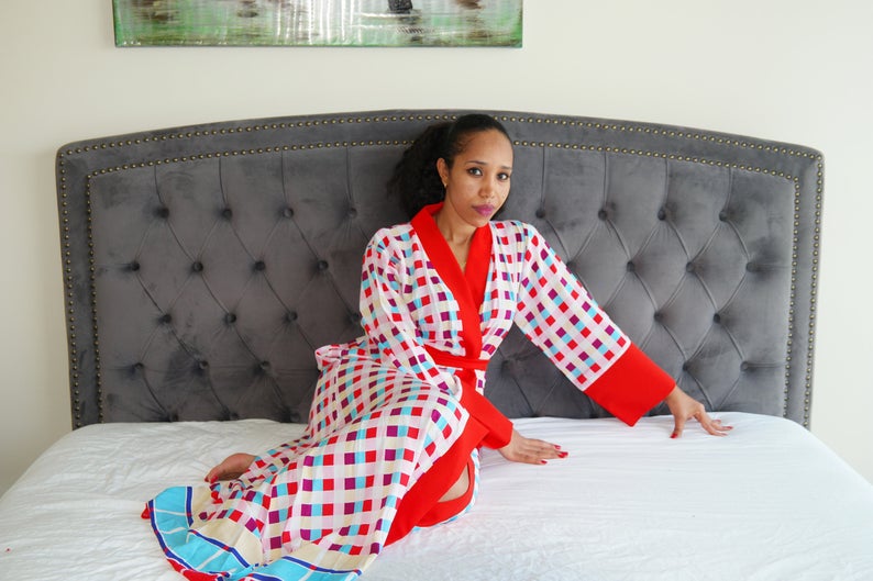 printed robe dressing gown
