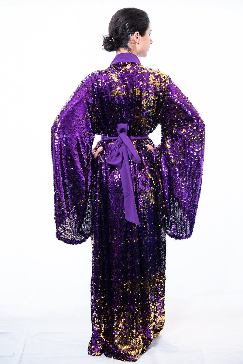 purple sequin robe luxury 
