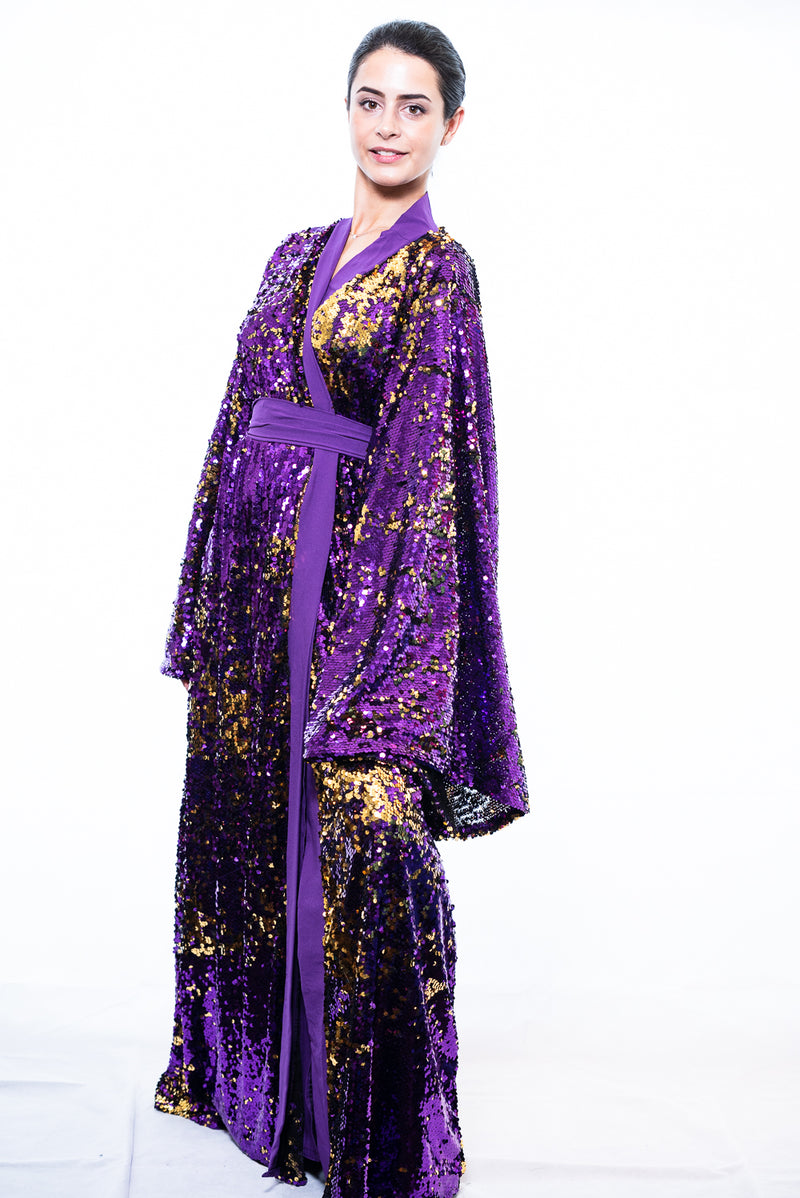 sequin kimono maxi dress 