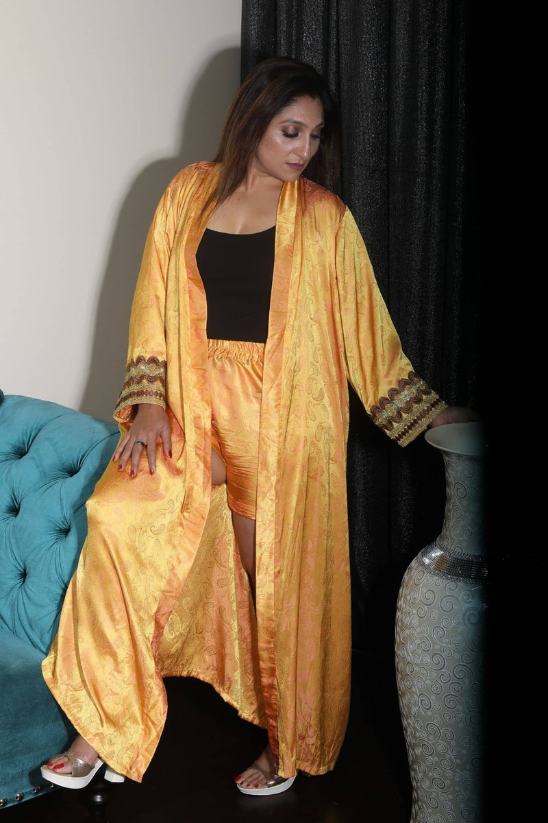 silk dressing gown gold