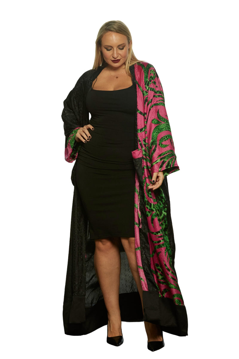 casual silk cover up black