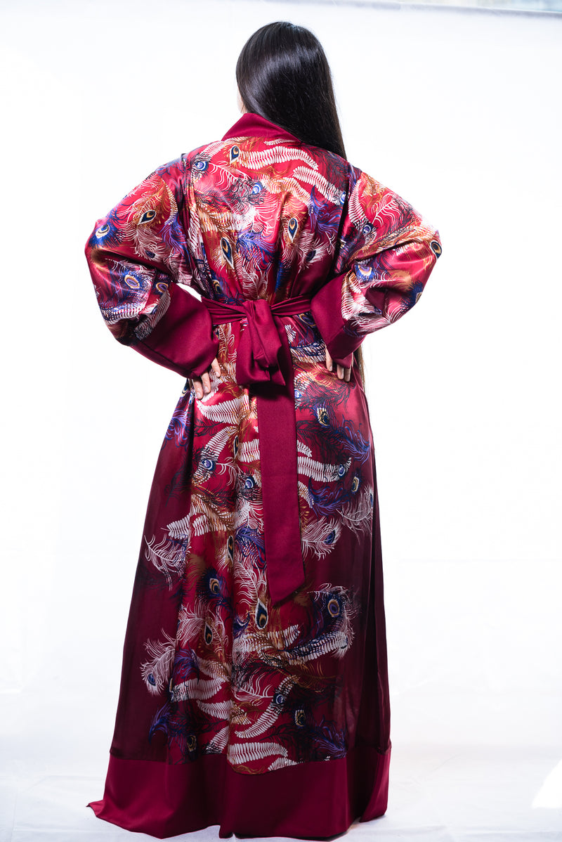 red silk robe long