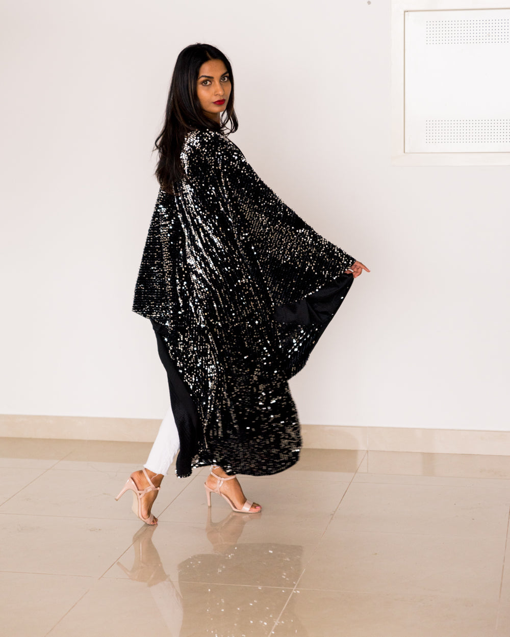 Velvet Kimono Dress - Black Sequins Kimono | Ellectives Velvet Kimono Dress - Black Sequins Kimono | Ellectives
