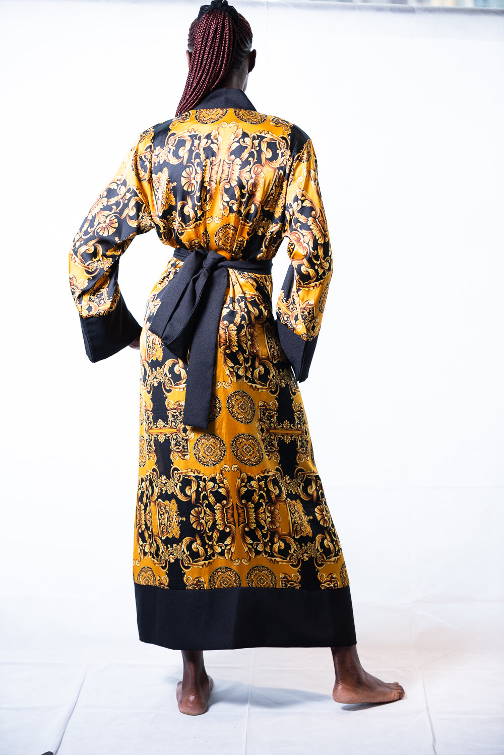 versace dressing robe Style Robes | Versace Wrap Dresses Shawl collar Long sleeves Size:Juniors/Women 6 Light Blue Metallic Jacquard best-holidaysale1219-12/22