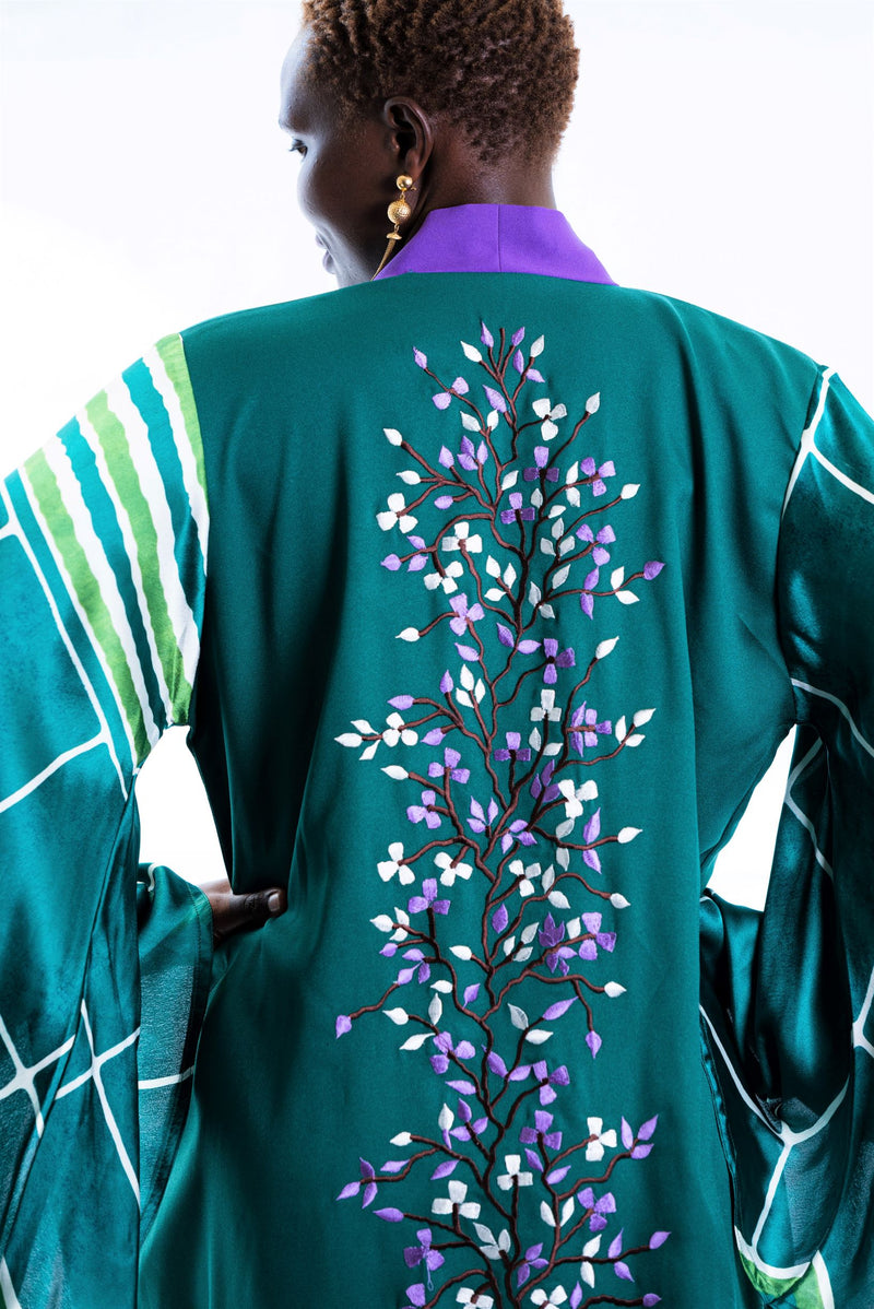 embroidered kimono floral